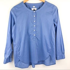 LOFT Pop Over Blouse -The Softened Shirt- blue